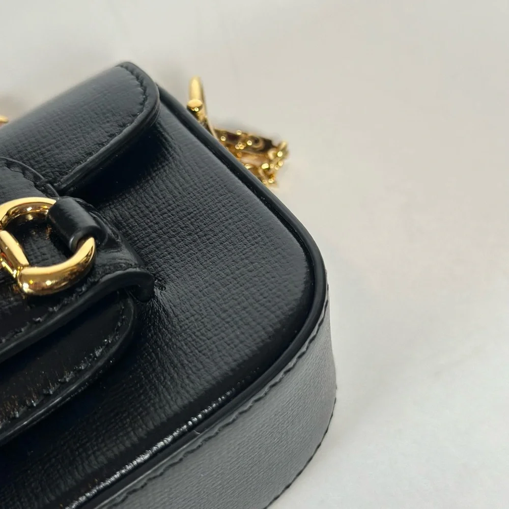 Gucci Horsebit 1955 Nano Crossbody Bag in Black with Gold Hardware